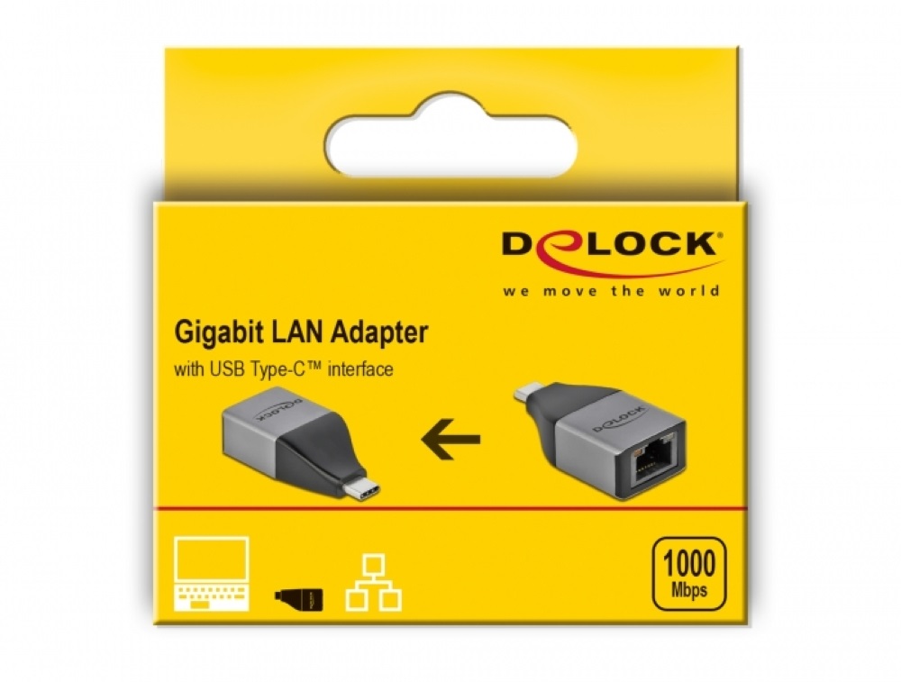 Delock 64118 USB Type-C apa > Gigabit LAN anya kompakt adapter