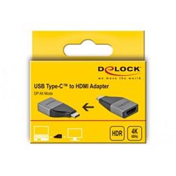 Delock 64119 USB Type-C apa > HDMI anya 4K 60Hz + HDR kompakt adapter