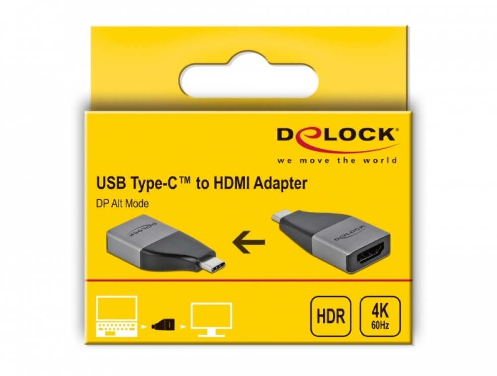 Delock 64119 USB Type-C apa > HDMI anya 4K 60Hz + HDR kompakt adapter