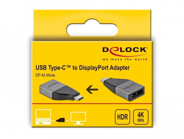 Delock 64120 USB Type-C apa > DisplayPort anya 4K 60Hz kompakt adapter