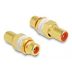 Delock 64142 piros gyűrűs RCA anya-anya szerelhető aljzat