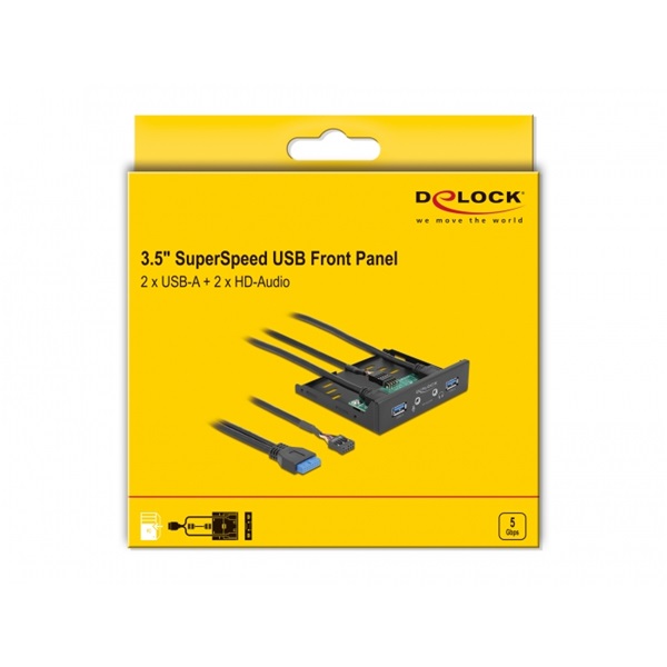 Delock 64150 2xUSB-A 3.2 Gen 1 + HD-Audio 3,5" beépíthető panel