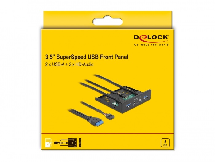 Delock 64150 2xUSB-A 3.2 Gen 1 + HD-Audio 3,5" beépíthető panel