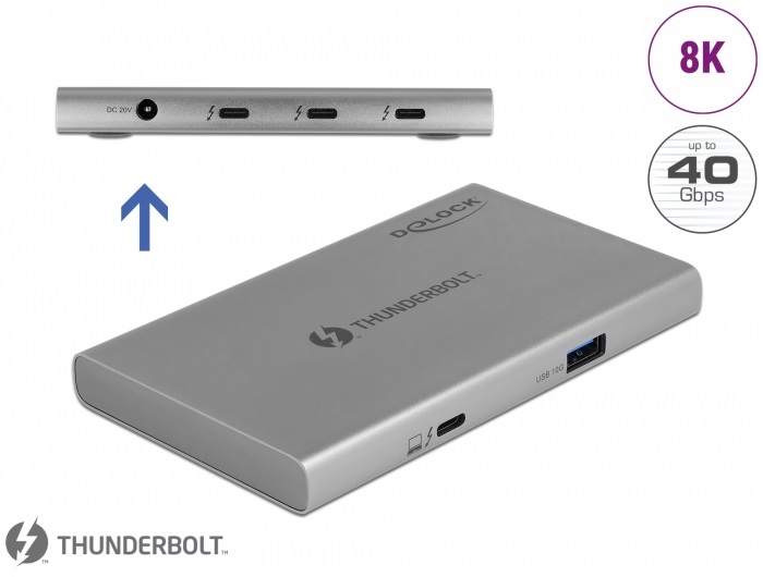 Delock 64157 3 portos Thunderbolt4 8K + 1x USB-A 3.2 HUB