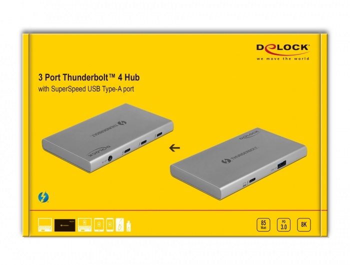 Delock 64157 3 portos Thunderbolt4 8K + 1x USB-A 3.2 HUB