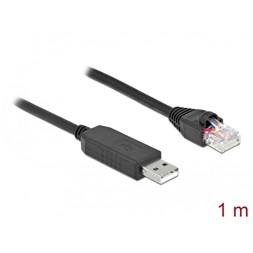 Delock 64160 1m FTDI chipszet USB-A 2.0 apa - RS-232 RJ45 apa soros kapcsolati kábel