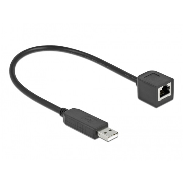 Delock 64162 25cm FTDI chipszet USB-A 2.0 apa - RS-232 RJ45 anya soros kapcsolati kábel