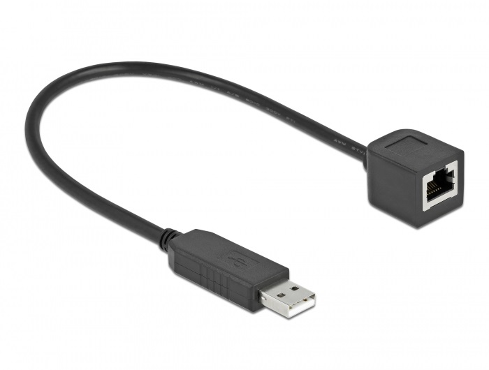 Delock 64162 25cm FTDI chipszet USB-A 2.0 apa - RS-232 RJ45 anya soros kapcsolati kábel