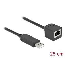 Delock 64162 25cm FTDI chipszet USB-A 2.0 apa - RS-232 RJ45 anya soros kapcsolati kábel
