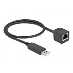 Delock 64163 50cm FTDI chipszet USB-A 2.0 apa - RS-232 RJ45 anya soros kapcsolati kábel