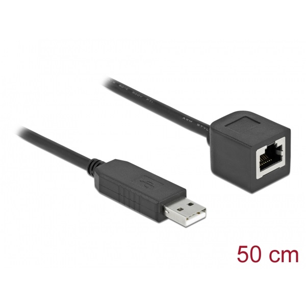 Delock 64163 50cm FTDI chipszet USB-A 2.0 apa - RS-232 RJ45 anya soros kapcsolati kábel