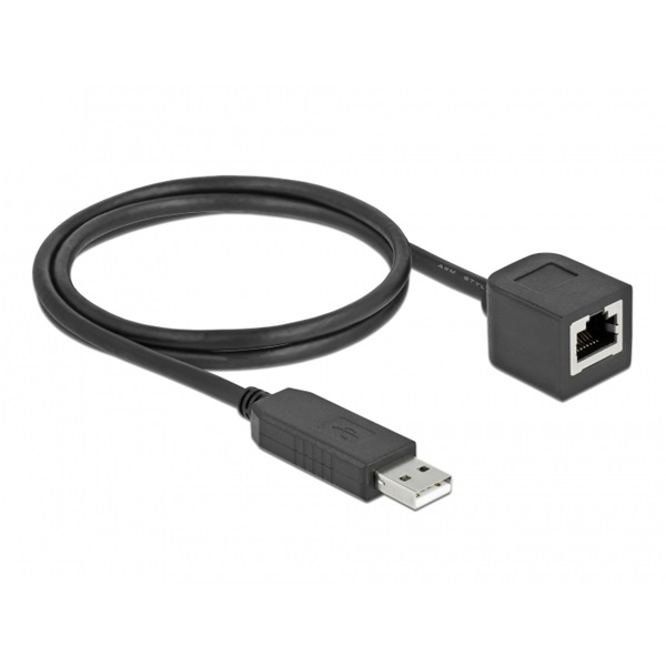 Delock 64164 1m FTDI chipszet USB-A 2.0 apa - RS-232 RJ45 anya soros kapcsolati kábel