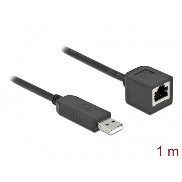 Delock 64164 1m FTDI chipszet USB-A 2.0 apa - RS-232 RJ45 anya soros kapcsolati kábel