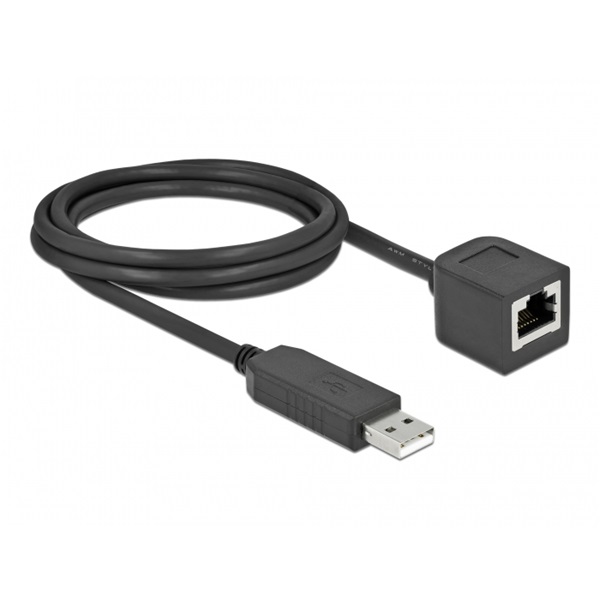 Delock 64165 2m FTDI chipszet USB-A 2.0 apa - RS-232 RJ45 anya soros kapcsolati kábel