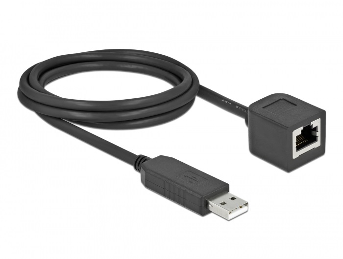 Delock 64165 2m FTDI chipszet USB-A 2.0 apa - RS-232 RJ45 anya soros kapcsolati kábel