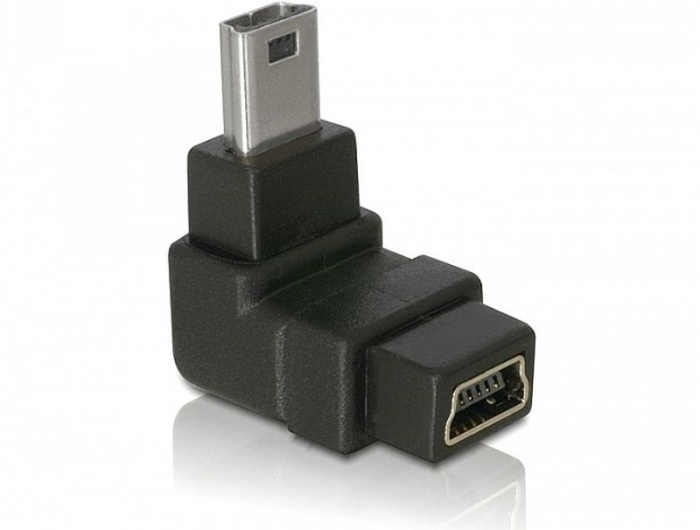 Delock 65097 USB-B mini 5tűs apa/anya derékszögű adapter