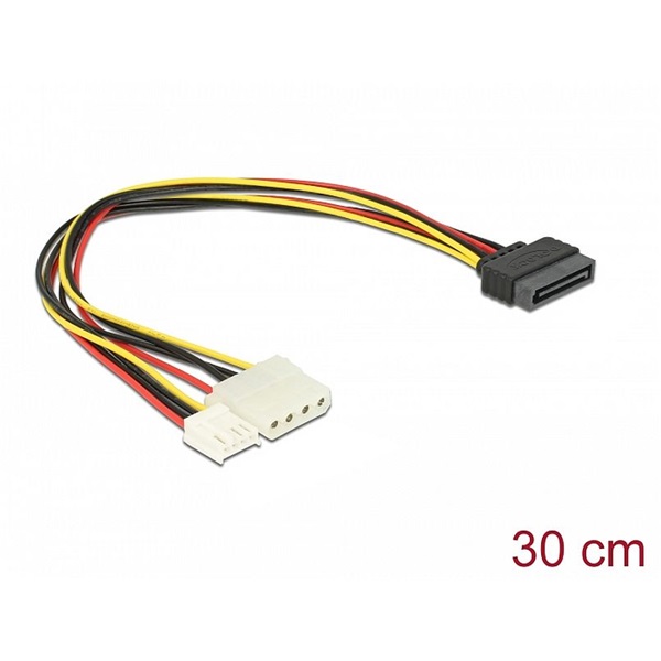 Delock 65227 15 tűs SATA (apa)/4 tűs Molex (anya) + 3,5" floppy Y hálózati kábel