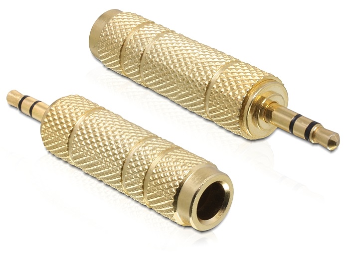 Delock 65360 sztereo jack 3,5mm apa > 6,35mm anya 3 pin fém adapter