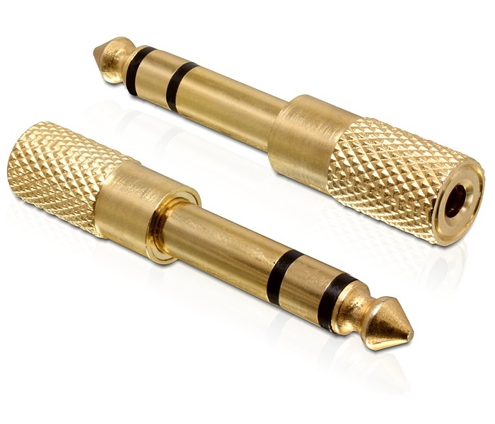 Delock 65361 sztereó jack apa 6.35 mm > sztereó jack anya 3.5 mm 3 pin fém adapter