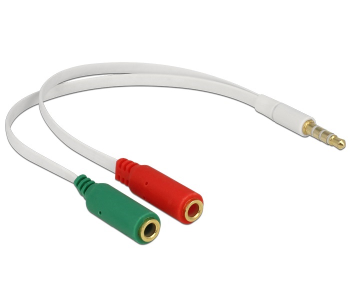 Delock 65447 sztereó jack apa 3.5 mm > 2 x sztereó jack anya 3.5 mm 4 pines adapter (iPhone)
