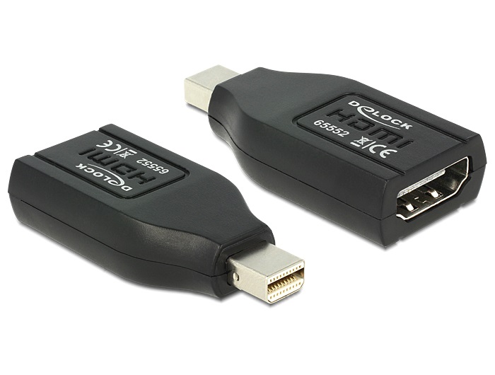 Delock 65552 fekete adapter mini displayport apa > HDMI anya