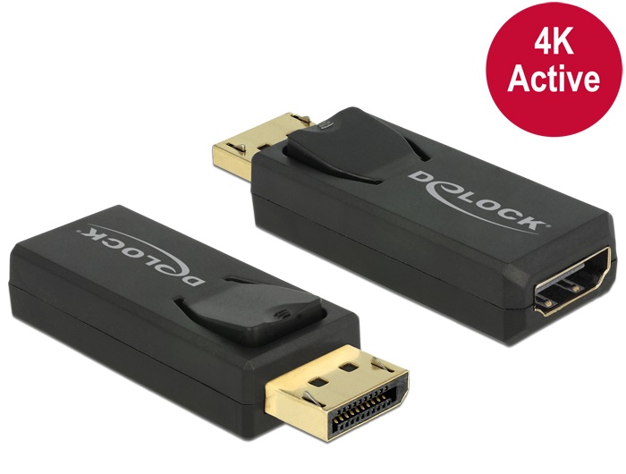 Delock 65573 Displayport 1.2 dugó > HDMI hüvely 4K aktív fekete adapter