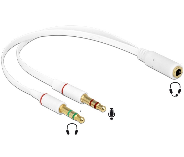 Delock 65585 1x 3.5 mm 4 tűs sztereo jack anya > 2x 3.5 mm 3tűs sztereo jack apa (iPhone) headset adapter