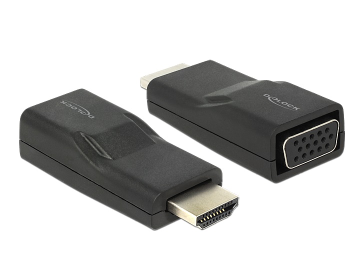 Delock 65655  HDMI dugó > VGA hüvely fekete adapter