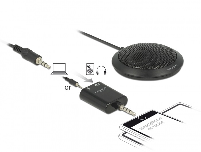 Delock 65873 3x3,5mm sztereó jack adapteres mindenirányú konferencia mikrofon