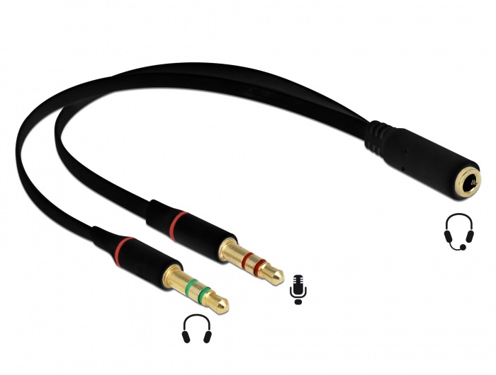 Delock 65967 1x3,5mm 4-tűs anya sztereo jack - 2x3,5mm 3-tűs apa sztereo jack headset adapter