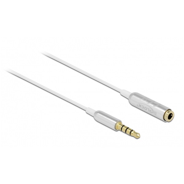 Delock 66072 4tűs 3,5mm Jack apa > anya 50cm fehér hosszabbító kábel
