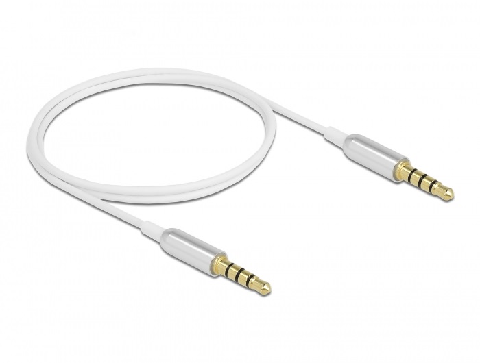 Delock 66073 4tűs 3,5mm Jack apa > apa 50cm fehér összekötő kábel