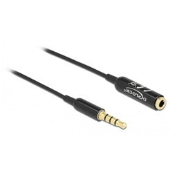 Delock 66074 4tűs 3,5mm Jack apa > anya 50cm fekete hosszabbító kábel