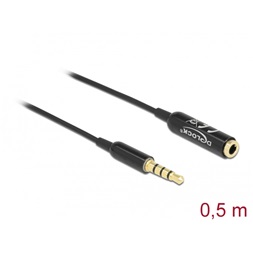 Delock 66074 4tűs 3,5mm Jack apa > anya 50cm fekete hosszabbító kábel