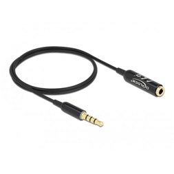 Delock 66074 4tűs 3,5mm Jack apa > anya 50cm fekete hosszabbító kábel