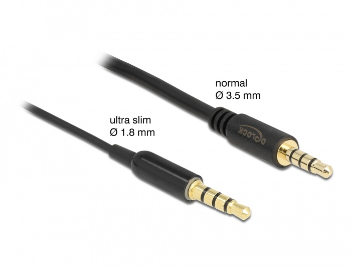 Delock 66074 4tűs 3,5mm Jack apa > anya 50cm fekete hosszabbító kábel