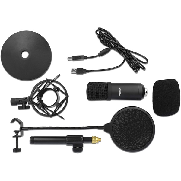 Delock 66300 Professzionális kondenzátor mikrofon-szett USB csatlakozóval podcasting-hoz és lejátszáshoz
