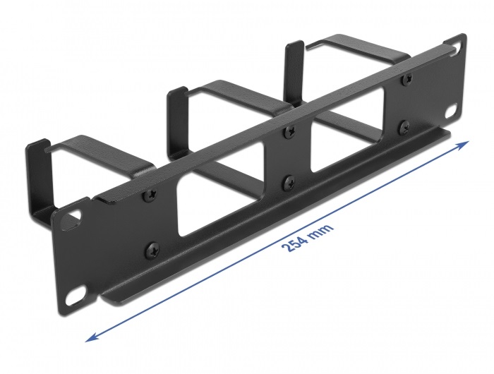 Delock 66656 10" 1U 3 hurokkal rendelkező fekete kábelrendező panel