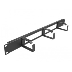 Delock 66657 19" 1U 3 hurokkal rendelkező fekete kábelrendező panel