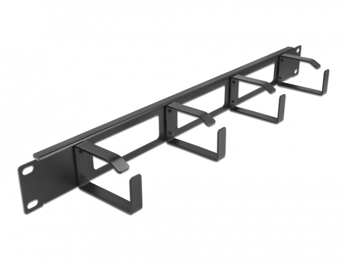 Delock 66658 19" 1U 4 hurokkal rendelkező fekete kábelrendező panel