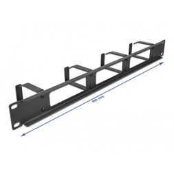 Delock 66658 19" 1U 4 hurokkal rendelkező fekete kábelrendező panel
