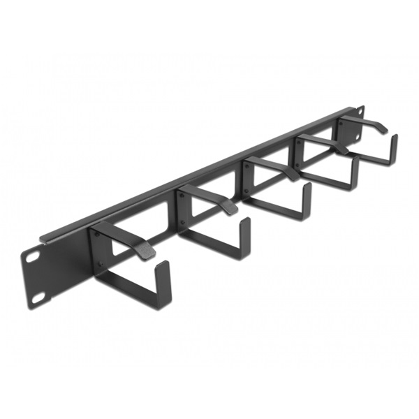 Delock 66659 19" 1U 5 hurokkal rendelkező fekete kábelrendező panel