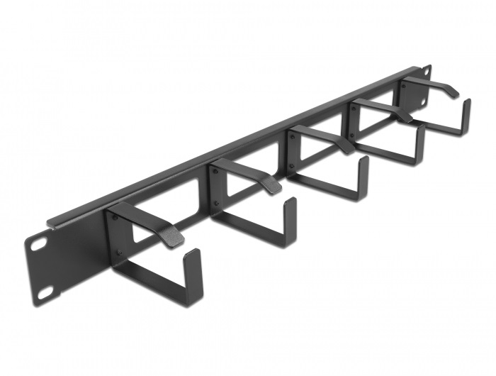 Delock 66659 19" 1U 5 hurokkal rendelkező fekete kábelrendező panel