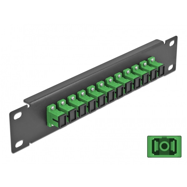Delock 66761 10" SC Simplex 1U 12 portos fekete-zöld üvegszálas patch panel
