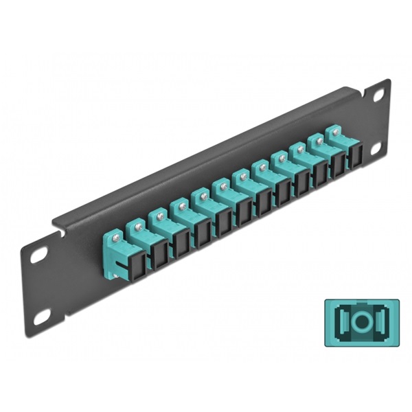Delock 66763 10" SC Simplex 1U 12 portos fekete-vízkék üvegszálas patch panel