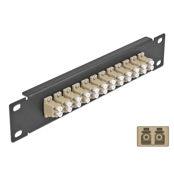 Delock 66767 10" LC Duplex 1U 12 portos fekete-bézs üvegszálas patch panel