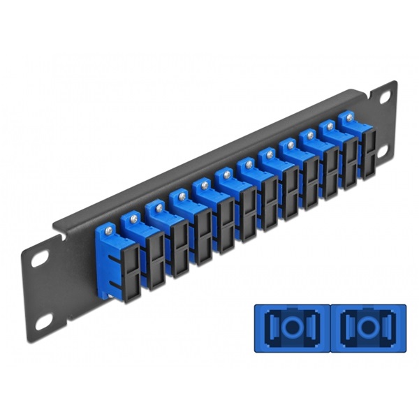 Delock 66771 10" SC Duplex 1U 12 portos fekete-kék üvegszálas patch panel