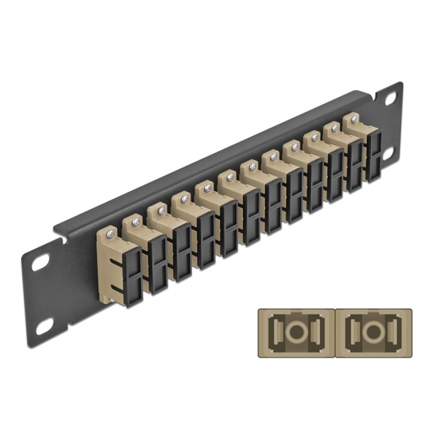 Delock 66773 10" SC Duplex 1U 12 portos fekete-bézs üvegszálas patch panel