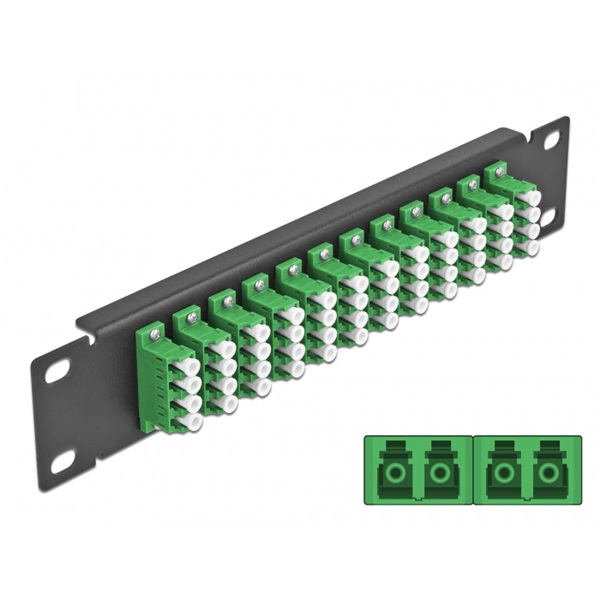 Delock 66777 10" LC Quad 1U 12 portos fekete-zöld üvegszálas patch panel