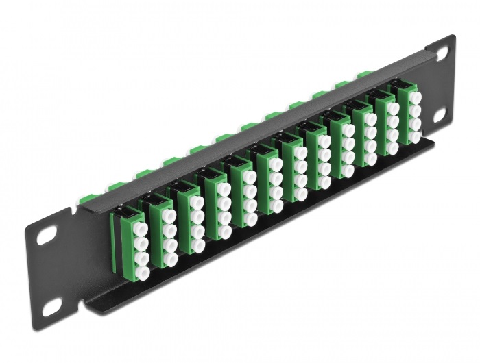 Delock 66777 10" LC Quad 1U 12 portos fekete-zöld üvegszálas patch panel